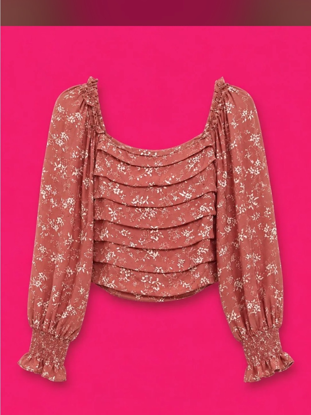 Promesa Dusty Rose Smocked Ruffle Floral Blouse